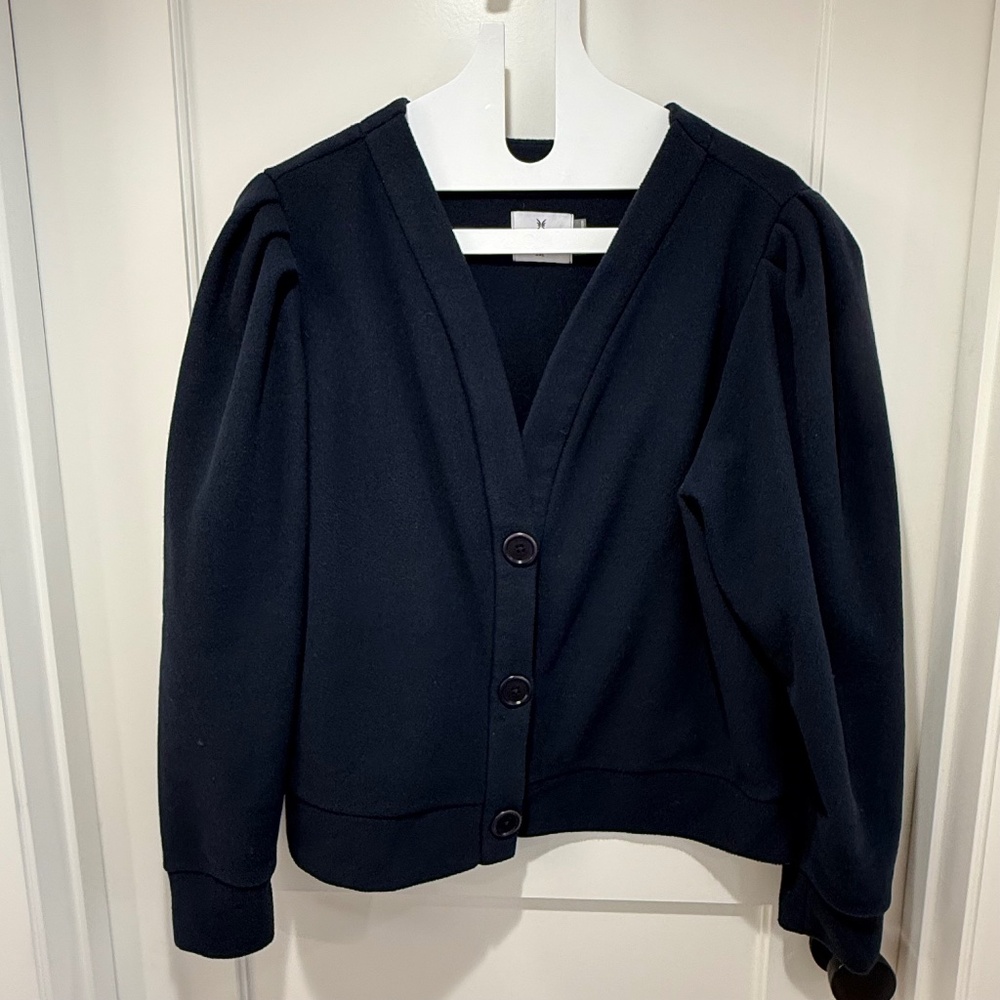 EUC Dudley Stephens Kelly Puff Sleeve Cardigan in Vello Fleece